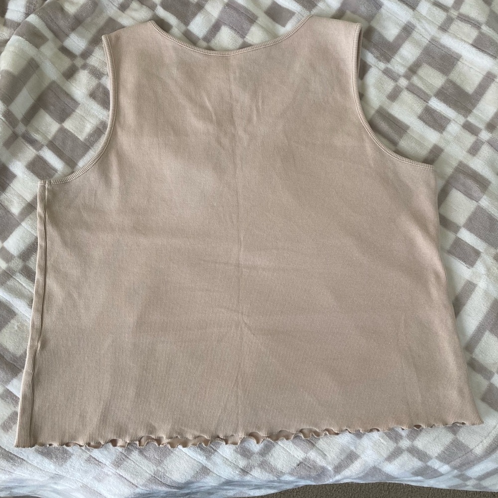 Ruby Rd Tan Tank Top with Embellished Neckline - Picture 7 of 9